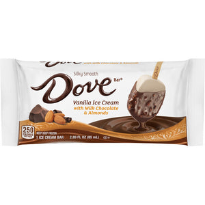Dove, Almonds with Milk Chocolate and Vanilla Ice Cream Bar, 2.89oz.  (12 Count)
