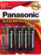Panasonic AA Alkaline Plus, 4 ct. Pack (1-12 Pack)