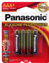 Panasonic AAA Alkaline Plus, 4 ct. Pack (1-12 Pack)