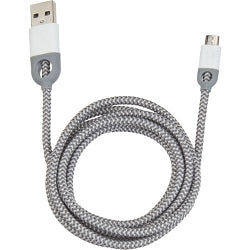 iHome Micro USB Cable, 6ft Nylon Charge & Sync Cable, Dual Strain Relief Protection, White Color (1 Count)