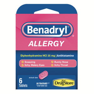 Benadryl Tablets, 6 ct. Blister Pack (1-6 Pack)