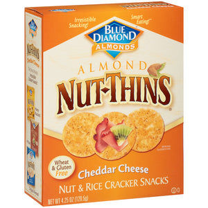 Blue Diamond Nut-Thins, Almond Nut & Rice Crackers, Cheddar Cheese, 4.25 Oz Box (1 Count)