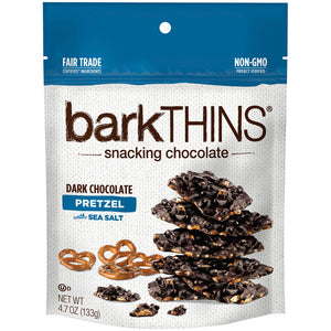 BarkThins Dark Chocolate Pretzel w/Sea Salt, 4.7 Oz Stand Up Bag (1 Count)