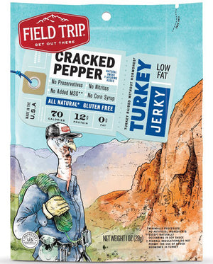 Field Trip All Natural Turkey Jerky, Cracked Pepper, 1 Oz Bag (1 Count)