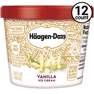 Haagen-Dazs, Vanilla Ice Cream, 3.6 oz. Mini-Cup (12 Count)