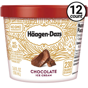 Haagen-Dazs, Chocolate Ice Cream, 3.6 oz. Mini-Cup (12 Count)