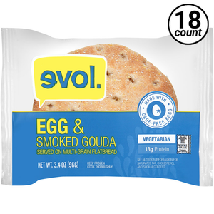 EVOL, Breakfast Sandwich with Egg and Smoked Gouda on Multigrain Flatbread, 3.3 oz. (18 Count)