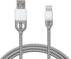 iHome Lightning Cable, 6ft Nylon Charge & Sync Cable, Dual Strain Relief Protection, White Color (1 Count)