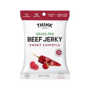Think Jerky, Grass Fed Beef Jerky, Sweet Chipotle, 1 oz bag (1 count)